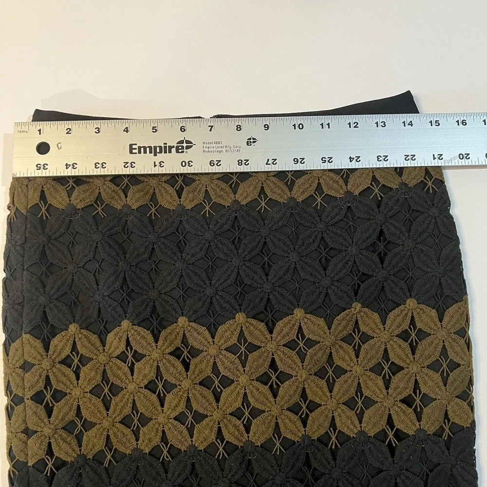 Loft Womens Black Olive Green Floral‎ Lace Pencil Skirt NWT Size 2